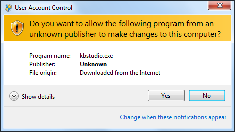 Do you want to allow the following program from an unknown publisher to make changes to this computer?
